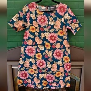 Modcloth X Princess High True Blue Shift Dress with Pink and Yellow Floral Print